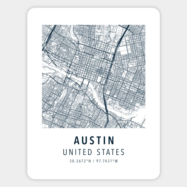 austin simple map Magnet by boy cartograph